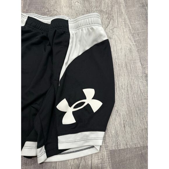 Under Armour Woman's Size Large Loose Fitting Black and White Athletic Shorts - Picture 3 of 5